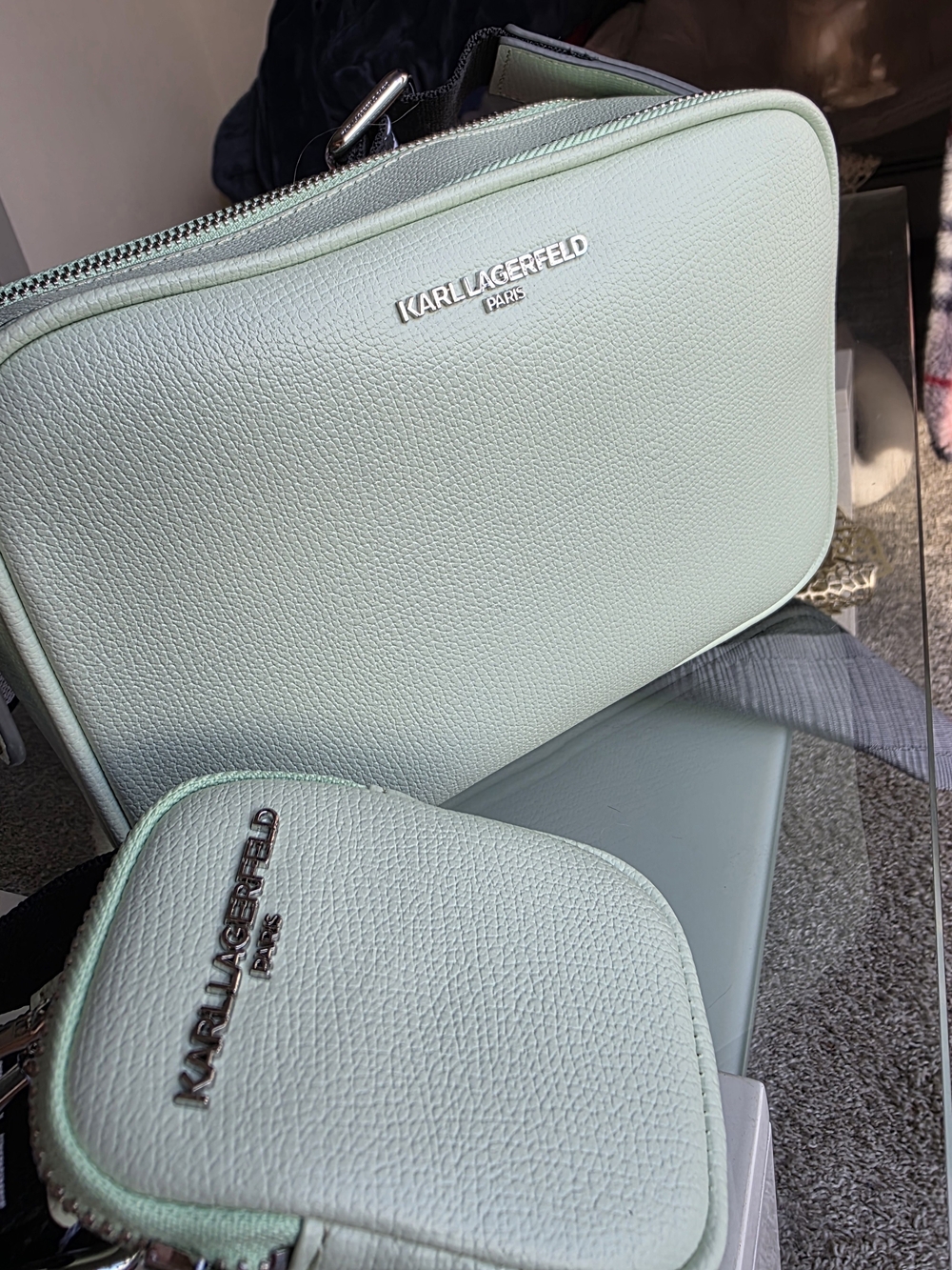 Karl Lagerfeld Paris Maybelle Camera Bag with Coin Pouch Mint Green